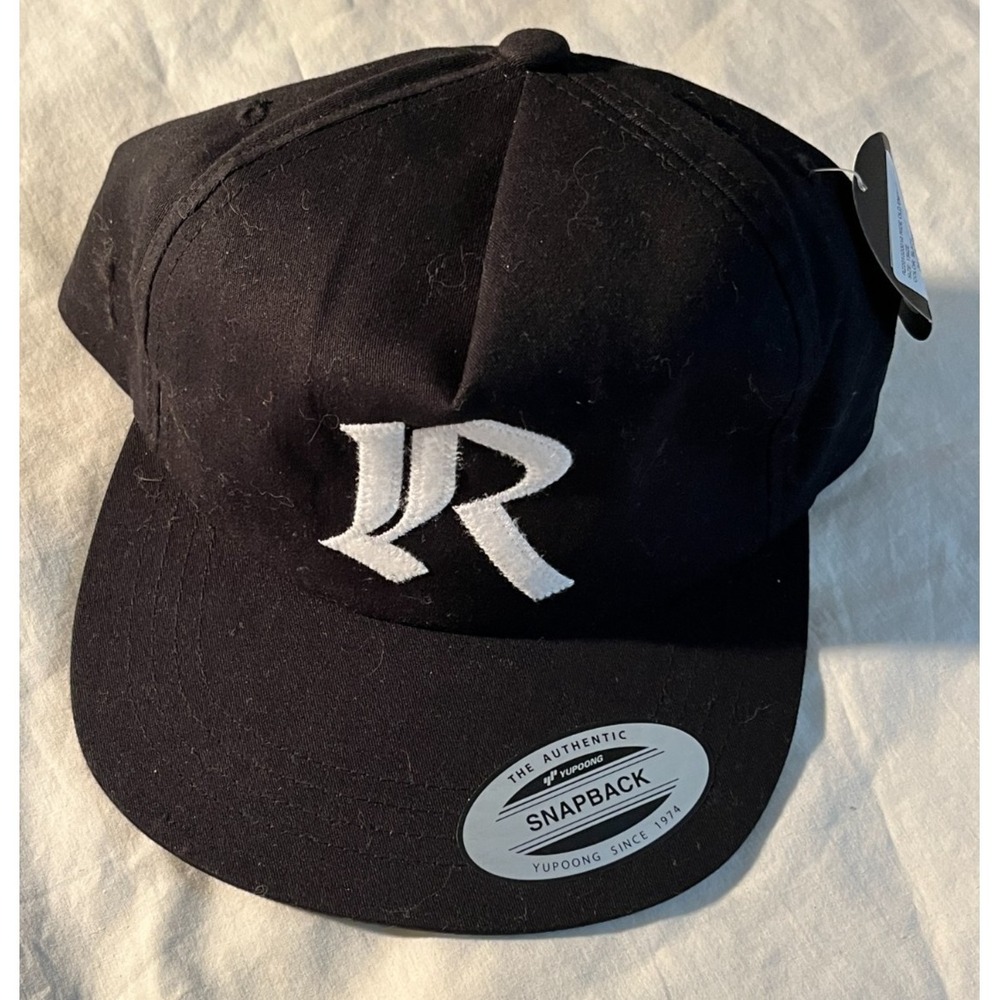 RIDE Snapback Hat Mens Black Old English Logo YUPOONG Flat Brim Adjustable NEW